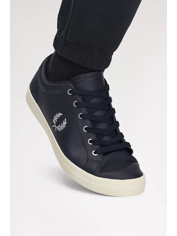 Fred Perry Men's Baseline Leather Trainers - Navy Image 3
