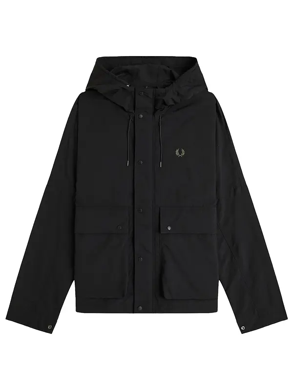 Fred Perry Men's Cropped Ripstop Parka - Black Image 1
