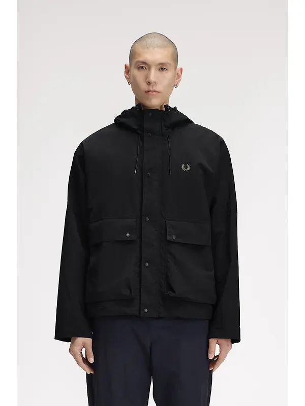 Fred Perry Men's Cropped Ripstop Parka - Black Image 2