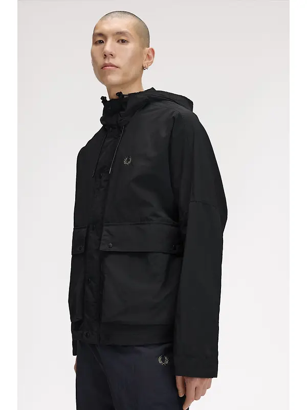 Fred Perry Men's Cropped Ripstop Parka - Black Image 6
