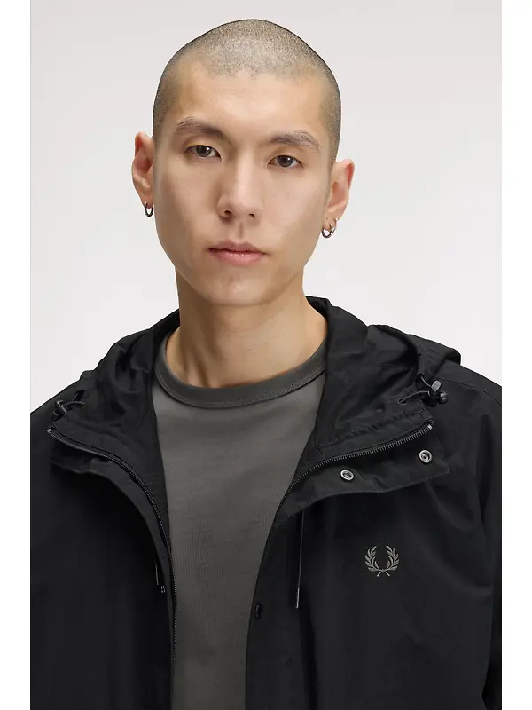 Fred Perry Men's Cropped Ripstop Parka - Black Image 8