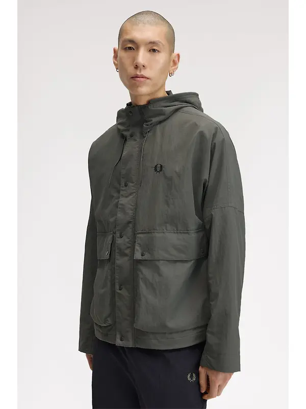 Fred Perry Men's Cropped Ripstop Parka - Field Green Image 6