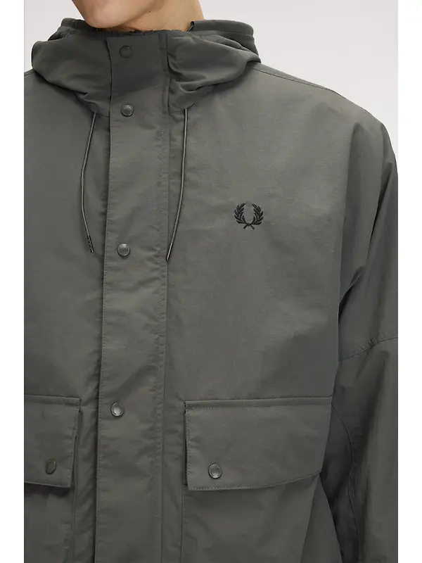Fred Perry Men's Cropped Ripstop Parka - Field Green Image 10