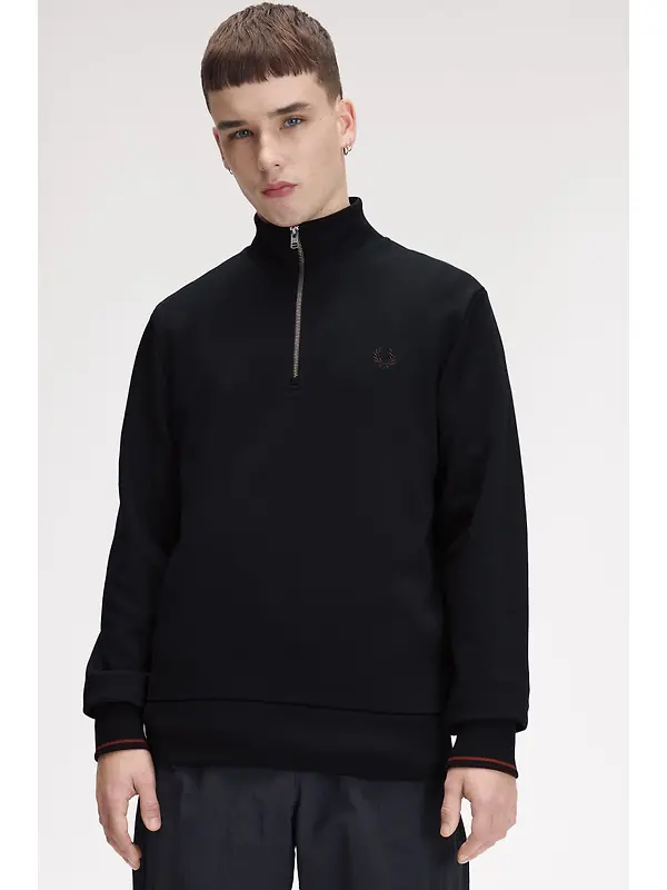 Fred Perry Men's Half Zip Sweatshirt - Navy / Brandy / Rich Brown Image 4