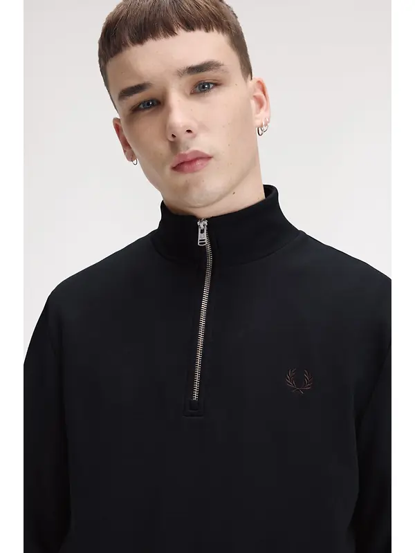 Fred Perry Men's Half Zip Sweatshirt - Navy / Brandy / Rich Brown Image 5