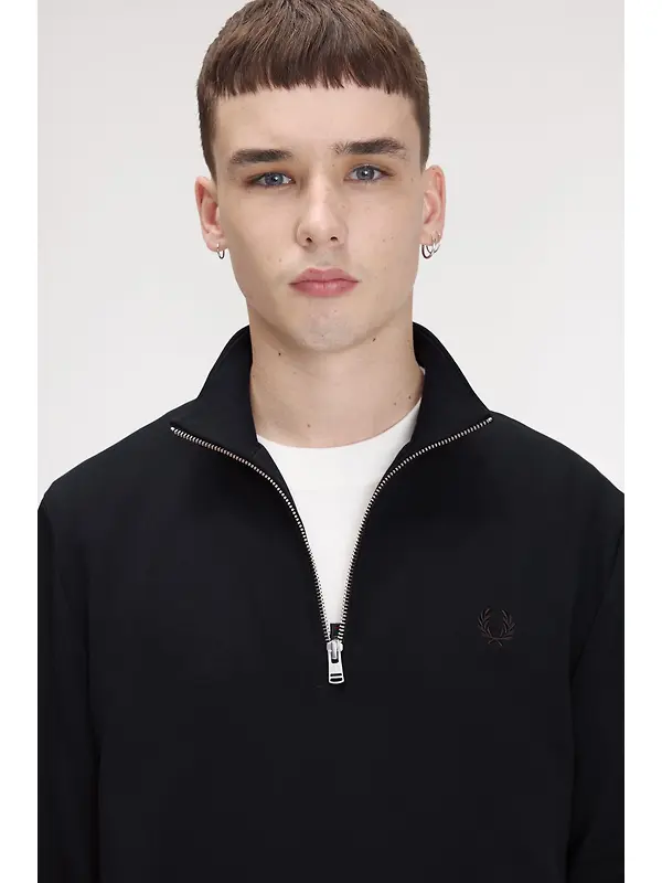 Fred Perry Men's Half Zip Sweatshirt - Navy / Brandy / Rich Brown Image 6