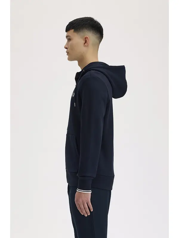Fred Perry Men's Hooded Zip Through Sweatshirt - Navy Image 3