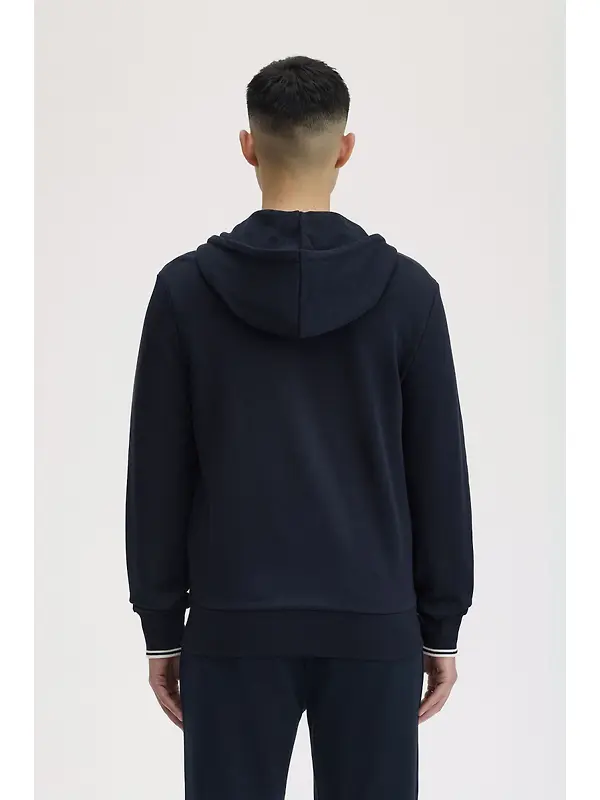 Fred Perry Men's Hooded Zip Through Sweatshirt - Navy Image 4
