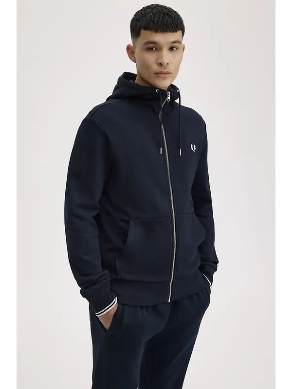Fred Perry Men's Hooded Zip Through Sweatshirt - Navy Image 5