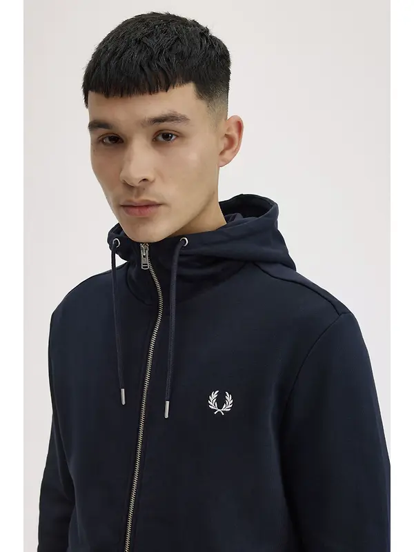 Fred Perry Men's Hooded Zip Through Sweatshirt - Navy Image 6