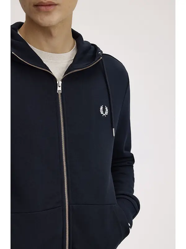 Fred Perry Men's Hooded Zip Through Sweatshirt - Navy Image 7