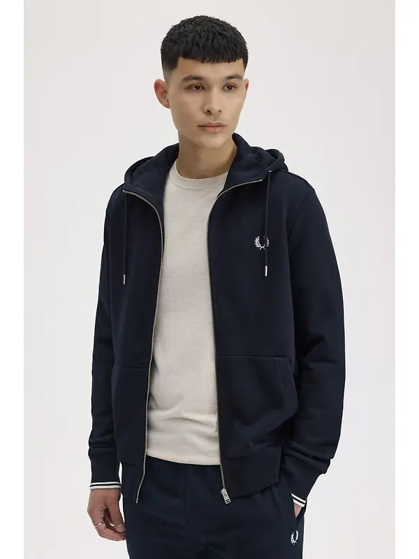Fred Perry Men's Hooded Zip Through Sweatshirt - Navy Image 10