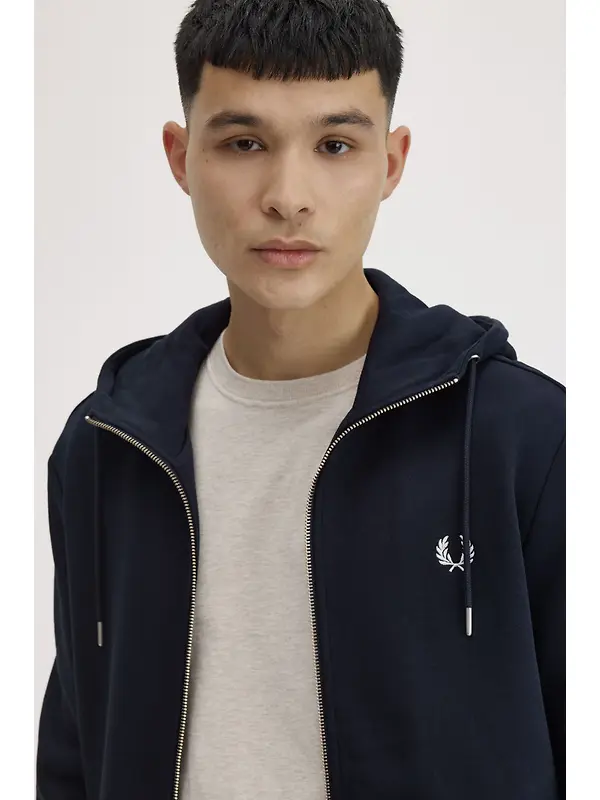 Fred Perry Men's Hooded Zip Through Sweatshirt - Navy Image 11