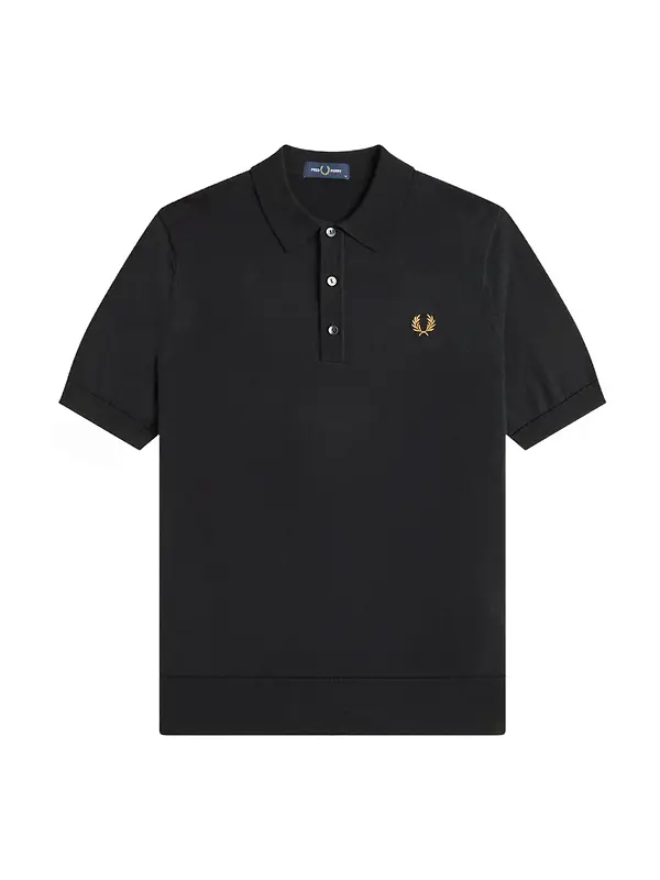 Fred Perry Men's Long Staple Cotton Knitted Shirt - Black Image 1