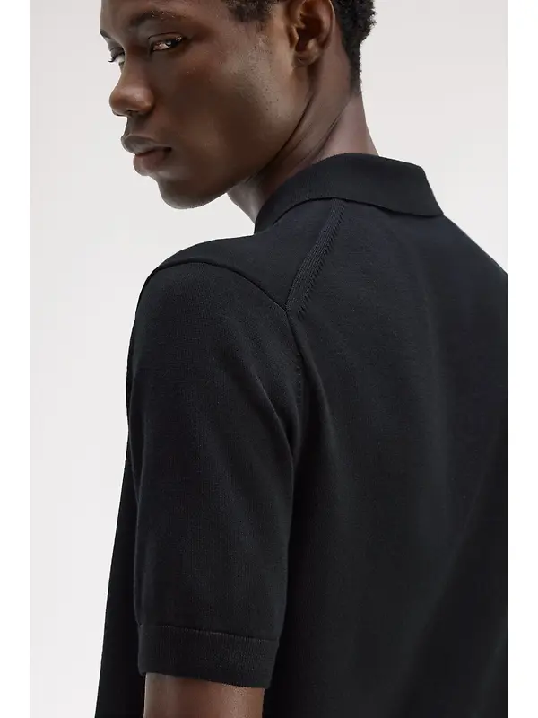 Fred Perry Men's Long Staple Cotton Knitted Shirt - Black Image 6