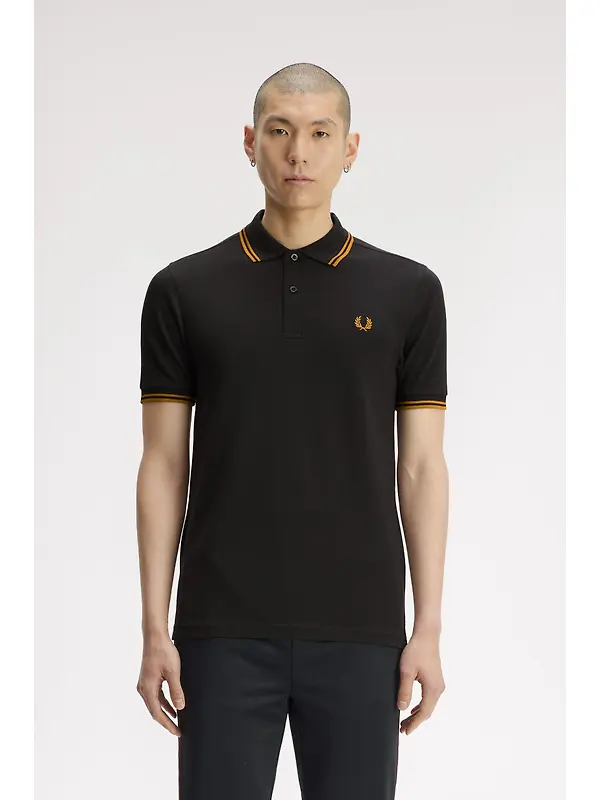 Fred Perry Men's M3600 Twin Tipped Shirt - Anchor Grey / Golden Image 2