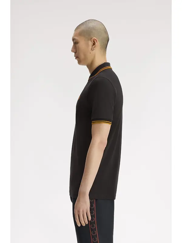 Fred Perry Men's M3600 Twin Tipped Shirt - Anchor Grey / Golden Image 3