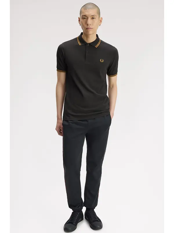 Fred Perry Men's M3600 Twin Tipped Shirt - Anchor Grey / Golden Image 4