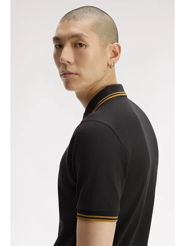 Fred Perry Men's M3600 Twin Tipped Shirt - Anchor Grey / Golden Image 5