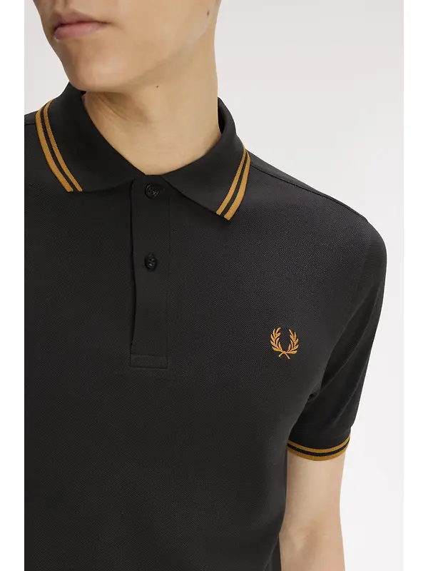 Fred Perry Men's M3600 Twin Tipped Shirt - Anchor Grey / Golden Image 7
