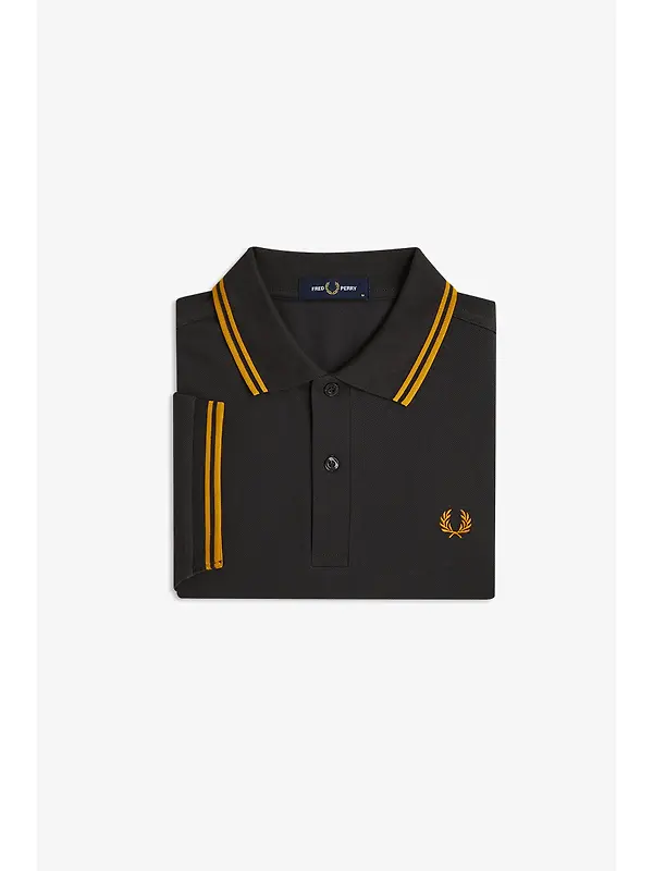Fred Perry Men's M3600 Twin Tipped Shirt - Anchor Grey / Golden Image 9