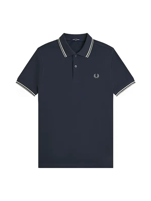 Fred Perry Men's M3600 Twin Tipped Shirt - Dark Airforce / Ecru / Seagrass Image 1
