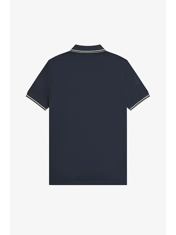 Fred Perry Men's M3600 Twin Tipped Shirt - Dark Airforce / Ecru / Seagrass Image 8