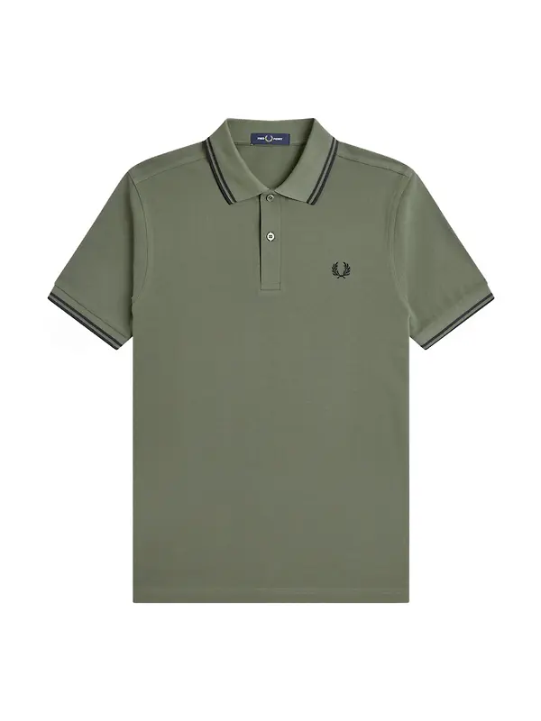 Fred Perry Men's M3600 Twin Tipped Shirt - Laurel Wreath Green / Black Image 1