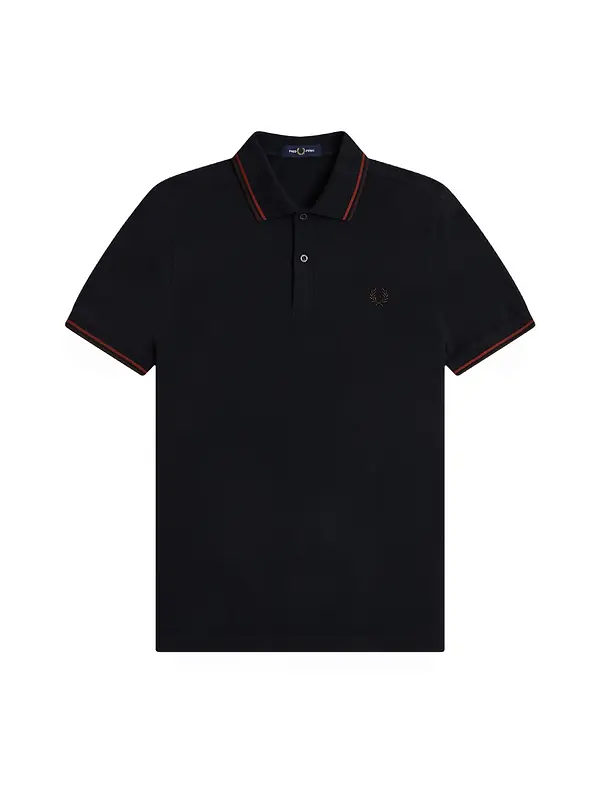 Fred Perry Men's M3600 Twin Tipped Shirt - Navy / Brandy / Rich Brown Image 1