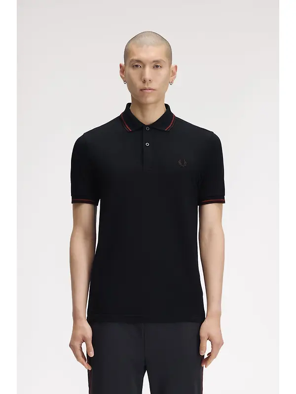 Fred Perry Men's M3600 Twin Tipped Shirt - Navy / Brandy / Rich Brown Image 2