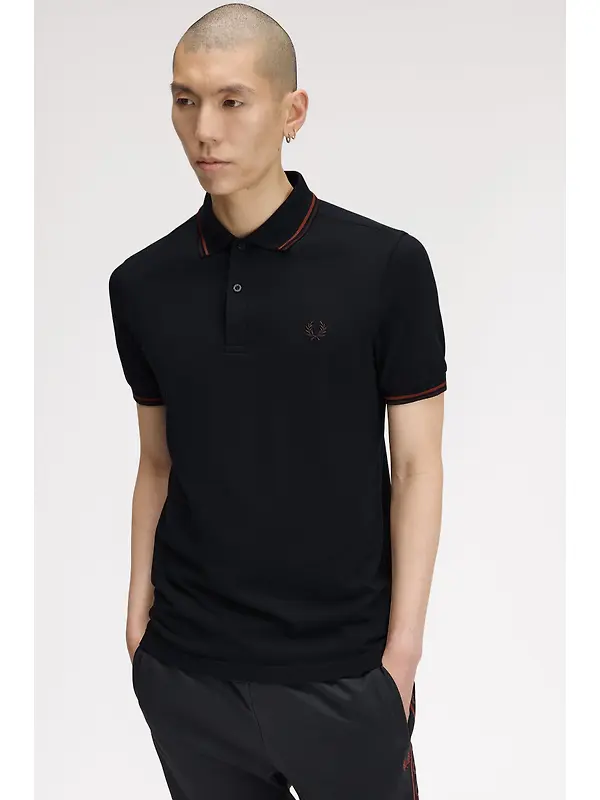 Fred Perry Men's M3600 Twin Tipped Shirt - Navy / Brandy / Rich Brown Image 4