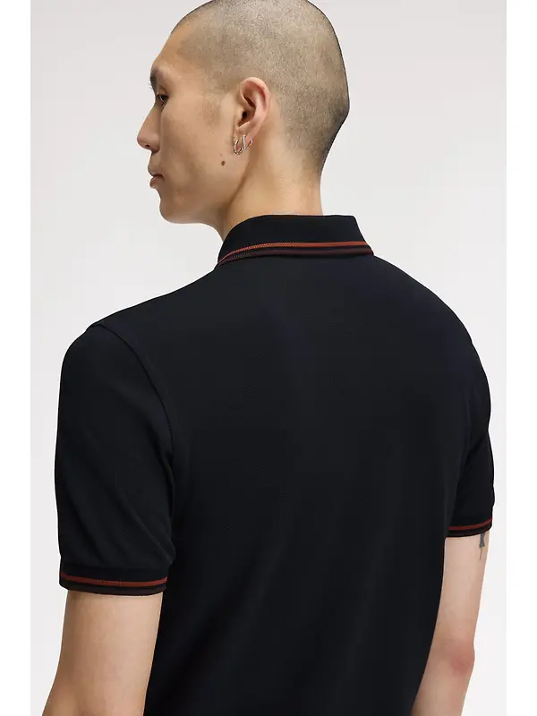 Fred Perry Men's M3600 Twin Tipped Shirt - Navy / Brandy / Rich Brown Image 5