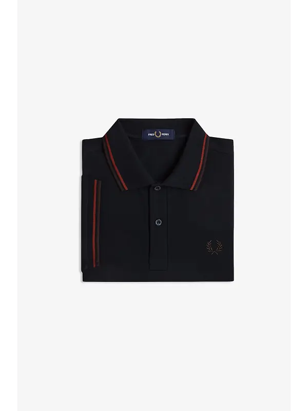 Fred Perry Men's M3600 Twin Tipped Shirt - Navy / Brandy / Rich Brown Image 8