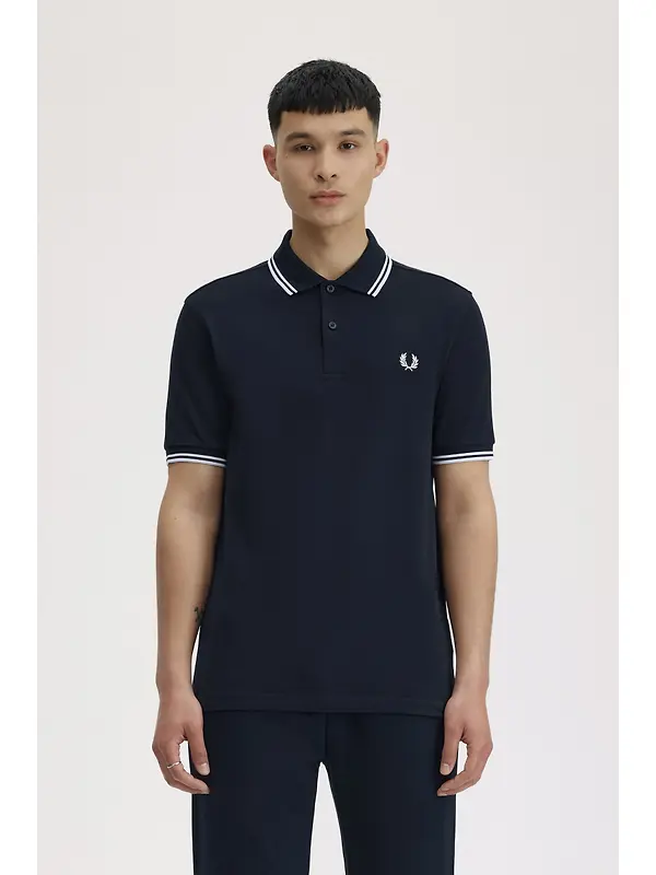Fred Perry Men's M3600 Twin Tipped Shirt - Navy / White Image 2