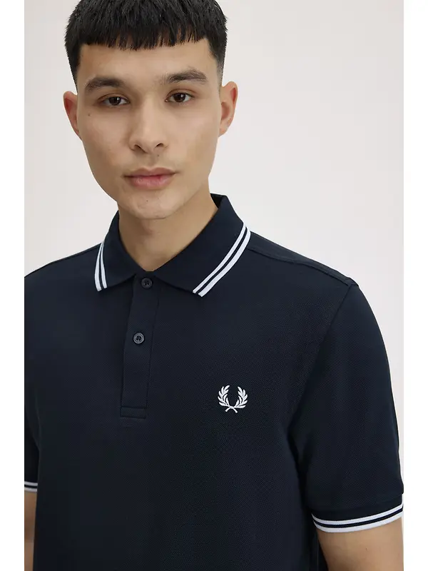 Fred Perry Men's M3600 Twin Tipped Shirt - Navy / White Image 4
