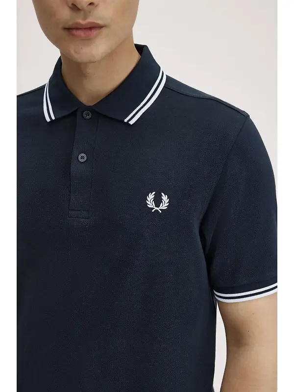 Fred Perry Men's M3600 Twin Tipped Shirt - Navy / White Image 6