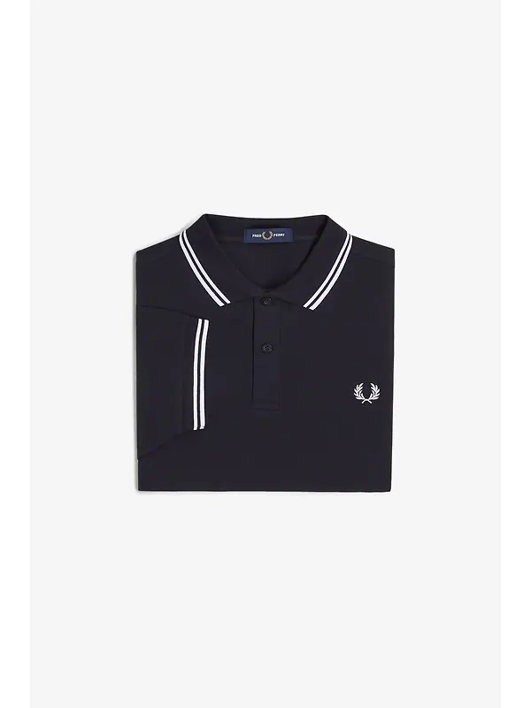 Fred Perry Men's M3600 Twin Tipped Shirt - Navy / White Image 9