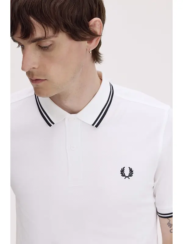 Fred Perry Men's M3600 Twin Tipped Shirt - White Image 5