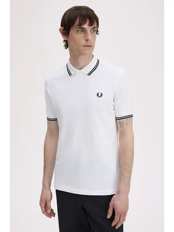 Fred Perry Men's M3600 Twin Tipped Shirt - White Image 6