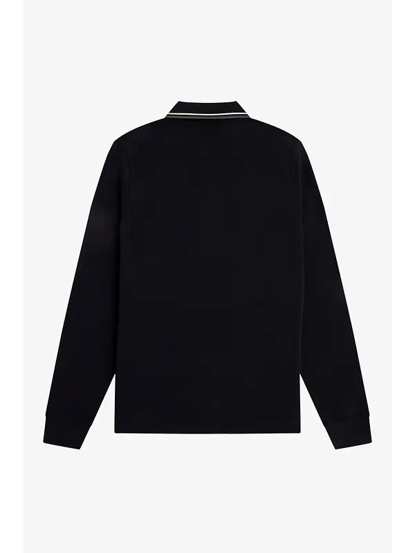 Fred Perry Men's M3636 LS Twin Tipped Shirt - Black / Ecru / Laurel Wreath Green Image 6