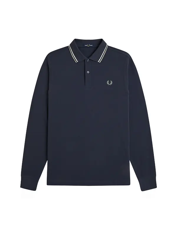 Fred Perry Men's M3636 LS Twin Tipped Shirt - Dark Airforce / Ecru / Seagrass Image 1