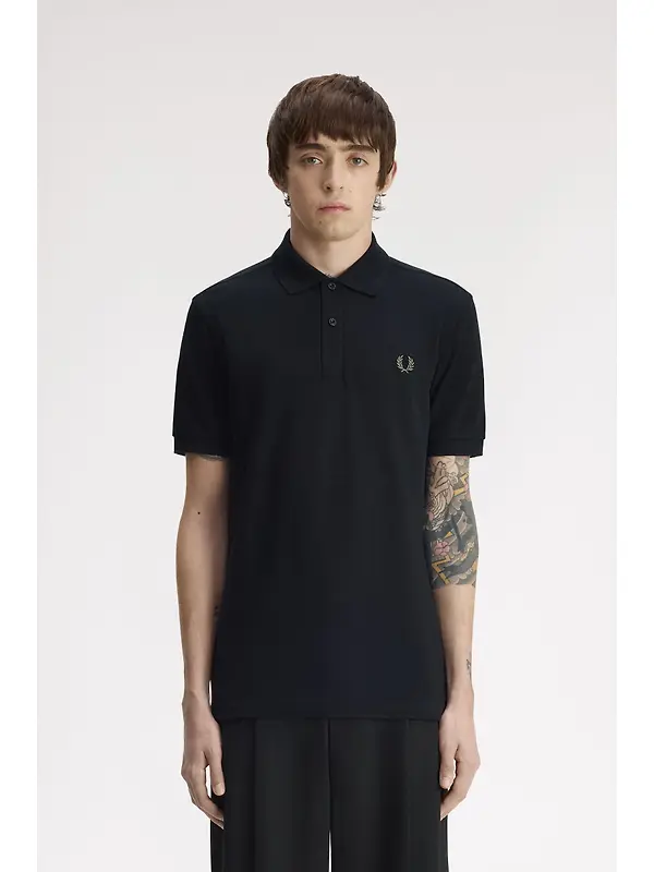 Fred Perry Men's M6000 Shirt - Black / Laurel Wreath Green Image 2