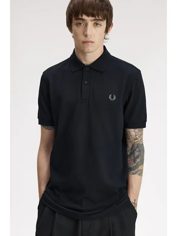 Fred Perry Men's M6000 Shirt - Black / Laurel Wreath Green Image 4