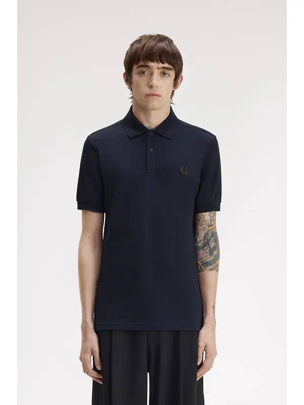 Fred Perry Men's M6000 Shirt - Navy / Rich Brown Image 2