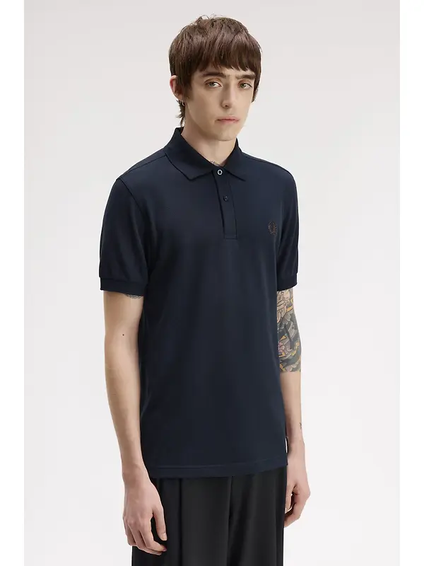 Fred Perry Men's M6000 Shirt - Navy / Rich Brown Image 4