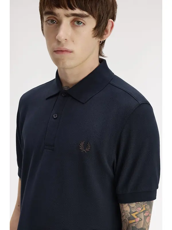 Fred Perry Men's M6000 Shirt - Navy / Rich Brown Image 5