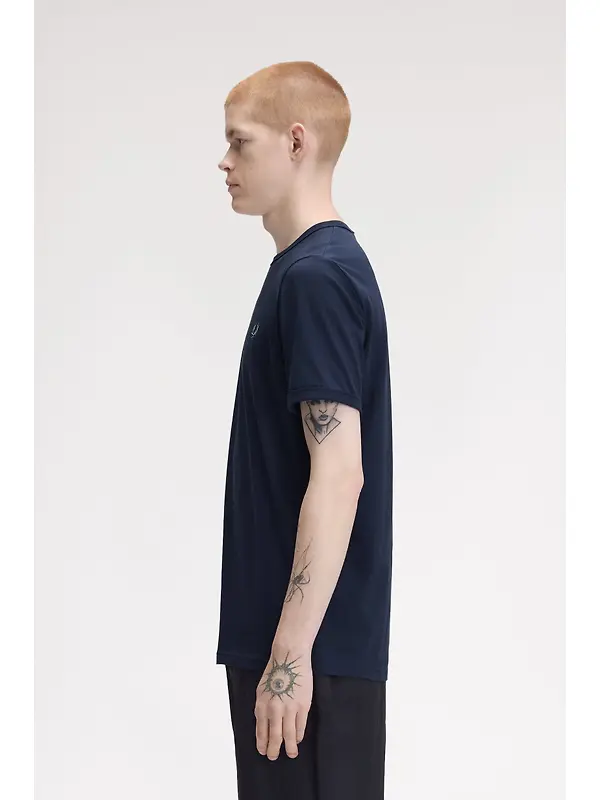 Fred Perry Men's Ringer T-Shirt - Dark Airforce Image 3