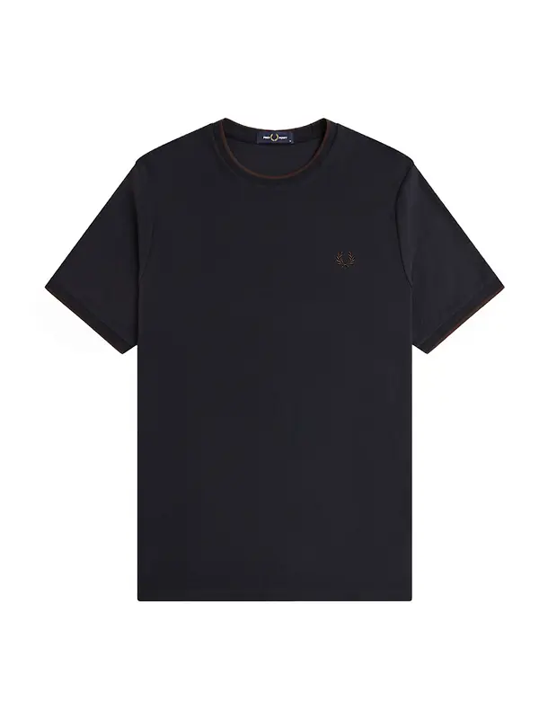 Fred Perry Men's Trim Detail Crepe Pique T-Shirt - Navy Image 1