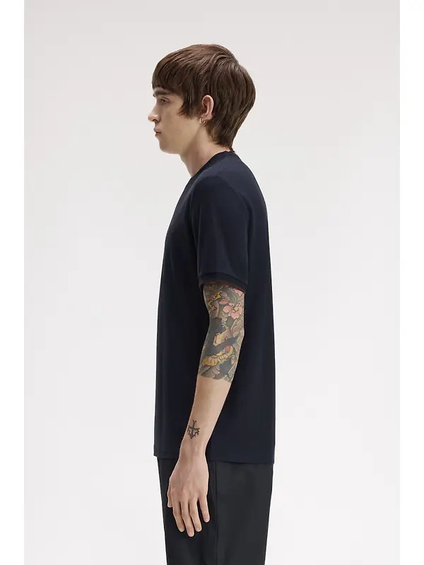 Fred Perry Men's Trim Detail Crepe Pique T-Shirt - Navy Image 3