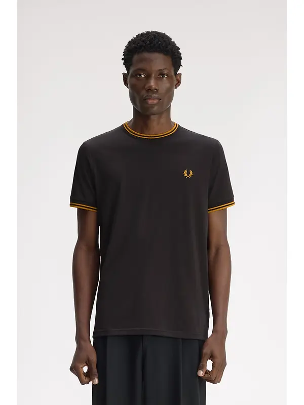 Fred Perry Men's Twin Tipped T-Shirt - Anchor Grey / Golden Image 2